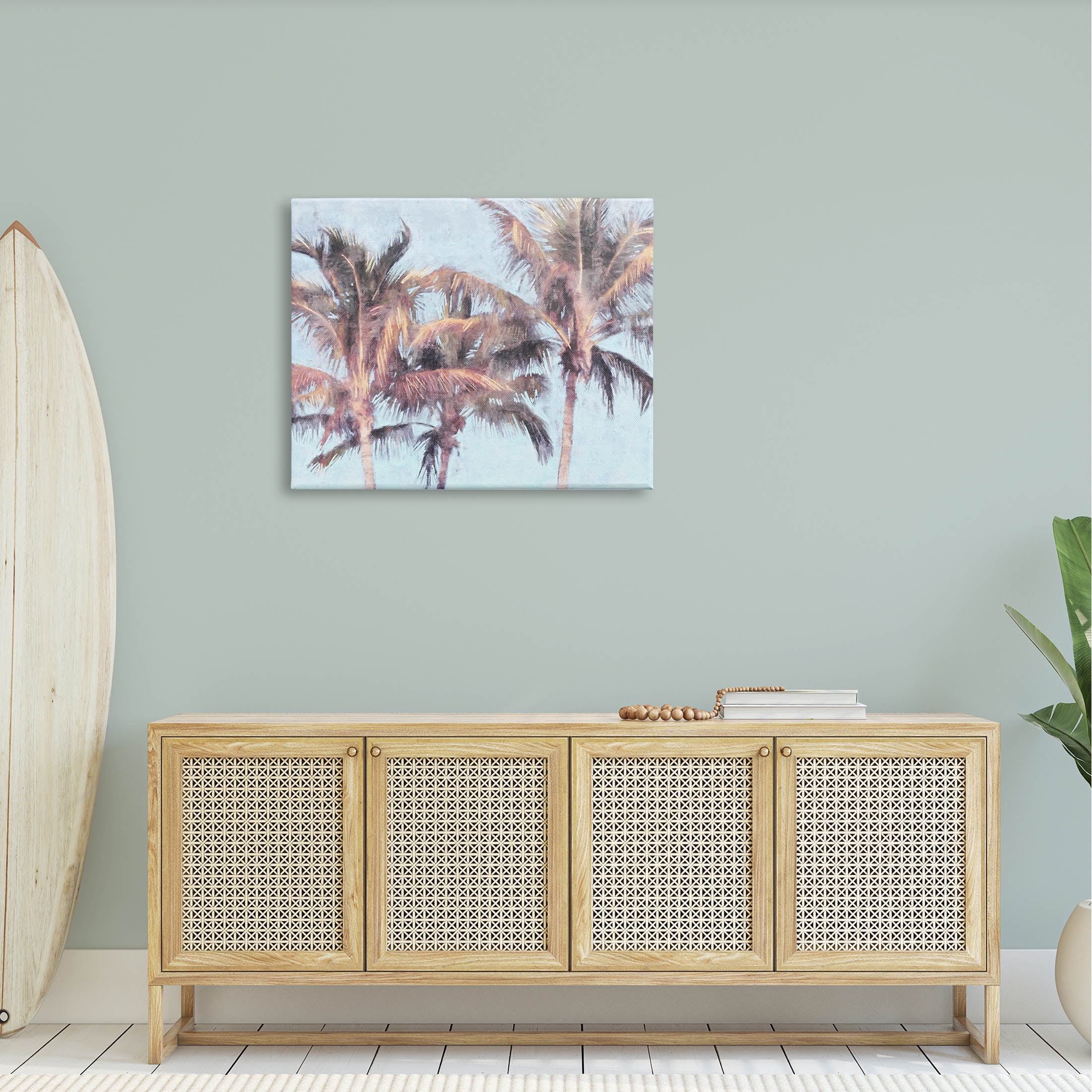 Stupell Industries Looming Palm Trees Tropical Sky Graphic Art Gallery Wrapped Canvas Print Wall Art, Design by Nina Blue