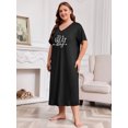 thumbnail image 3 of FEREMO Nightgowns for Women Plus Size Short Sleeve Nightshirts V Neck Sleepwear 1X-5X, 3 of 5