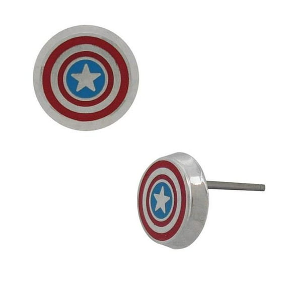 Captain America earcapshldstud Captain America Shield Stainless Steel Stud Earrings
