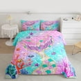 thumbnail image 3 of Manfei Kids Kawaii Mermaid Bedding Comforter Set, Pink Blue Twin Comforter Sets, Kawaii Jellyfish Starfish Reversible Bedding Set, Microfiber Bedroom Decor, 2pcs, 3 of 9