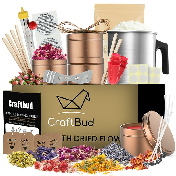 Craftbud Complete DIY Soy Candle Making Kit with Scented Dried Flowers