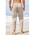 thumbnail image 5 of COOFANDY Men's Cotton Linen Pants Elastic Waist Lightweight Casual Pants Relaxed Fit Yoga Beach Pants with Pockets, 5 of 6