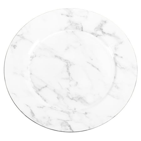 Marble Acrylic Award (DIY Wedding Koyal Wholesale Faux Marble Charger Plates, 4-Pack White Gray Marble Luxury Plates for Upscale Parties, Weddings, Dinner)