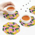 thumbnail image 4 of Leather Coasters with Heat-resistant for Drinks, Cute Banana Green Leaves -标题2 Octagon, 4 of 5