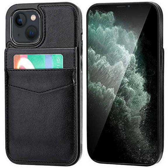 Entronix Wallet Case for iPhone 15 Plus, PU Leather [6 Slots] Card Holder Flip Stand, Black