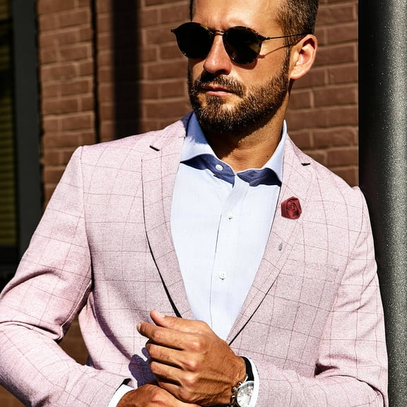 HEALEEP 1Pack Dark Red Flower Shaped Brooch Lapel Pin for Men Suits Casual Wear Cloth Material