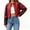 Red, variant on Womens Faux Leather Bomber Jackets Cropped Zip Up Color Block Fall Casual Moto Biker Coats