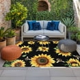 thumbnail image 2 of Sunflower Black Outdoor Rug for Patio/Deck/Porch, Non-Slip Large Area Rug 5 x 7 Ft, Yellow Petals Floral Farmhouse Bee Indoor Outdoor Rugs Washable Area Rugs, Reversible Camping Rug Carpet Runner, 2 of 8
