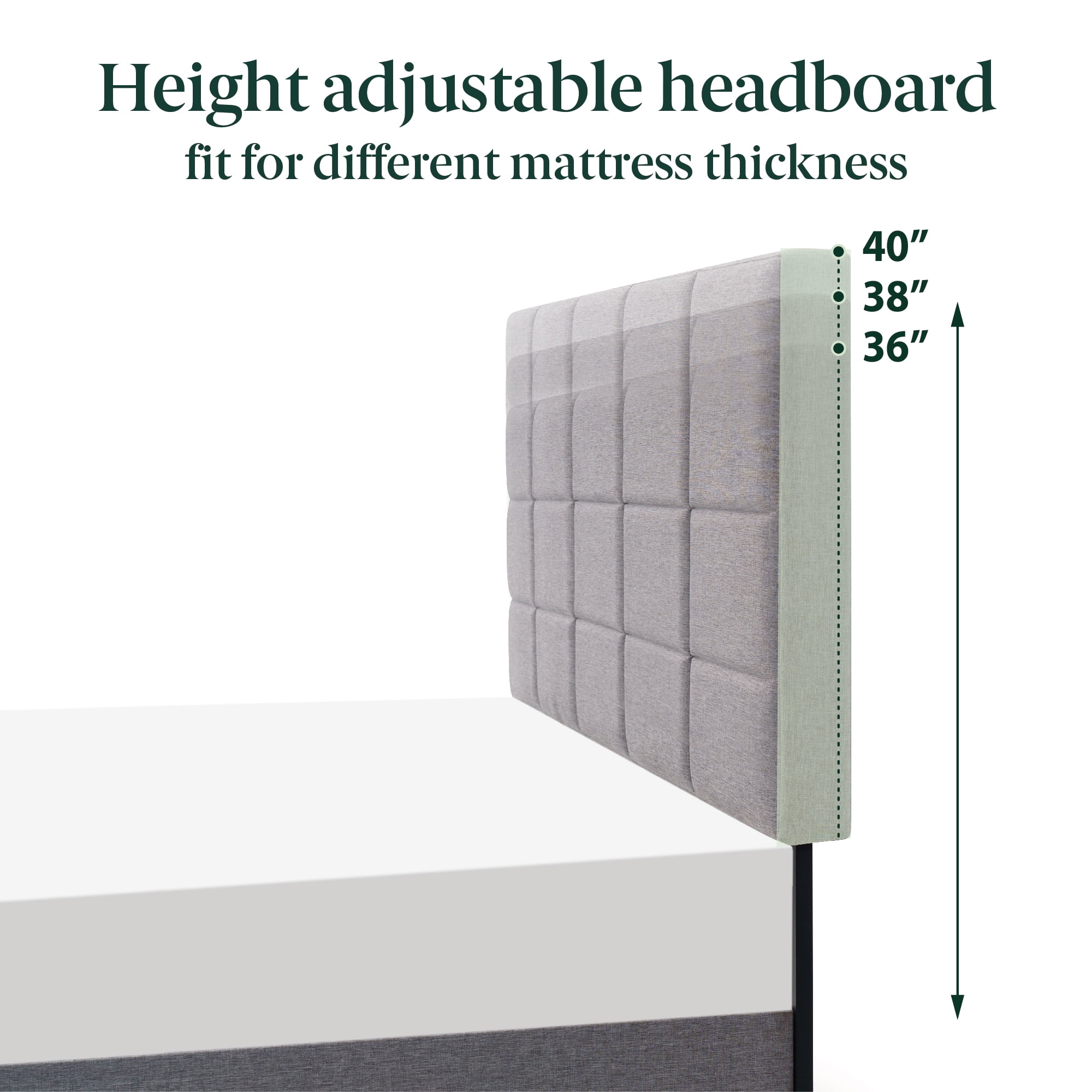 Mainstays Gray Upholstered Square Tufted Platform Bed, No Box Spring Needed, Twin