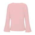 thumbnail image 4 of Holzkary Women's Long Bell Sleeve Tops V Neck Dressy Casual Shirts Ladies Loose Fit Blouses Tunic Fall T Shirts Loose Fit Long Sleeve Boat Neck Tops Casual Blouses Print Sleeve Tops Light Pink S, 4 of 6
