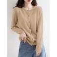 thumbnail image 5 of Womens Long Sleeve Button Up Knit Cardigan Light-Bodied 2026 Crewneck Button Down Sweaters for Women Yellow Camel XL, 5 of 9