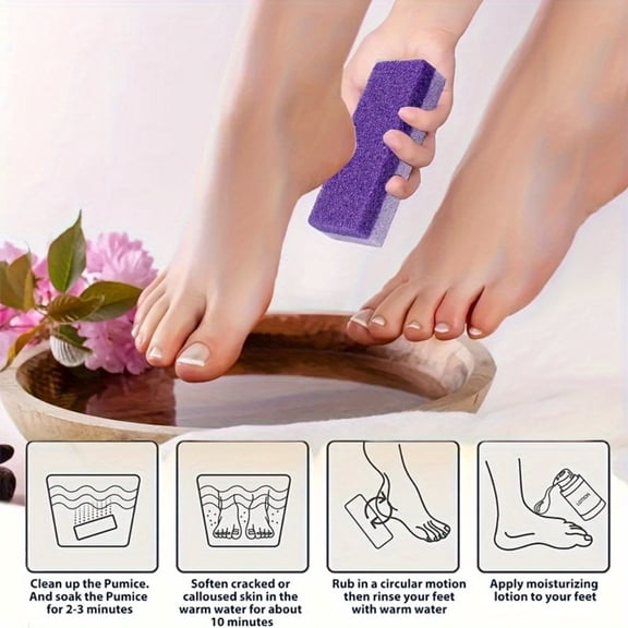 2‑Sided Pumice Stone for Feet, Foot Callus Remover Pedicure Tool, Exfoliating Foot Scrubber for Dead Hard Cracked Skin, Home Salon Foot Care Sponge Block
