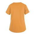 thumbnail image 4 of 250 Anniversary Scrub Tops for Women Letter Print 4th Of July Short Sleeve Shirts V Neck Moisture Wicking Classic Fit Casual Tops with Pockets, #01 Earthy Yellow, 3XL, 4 of 4