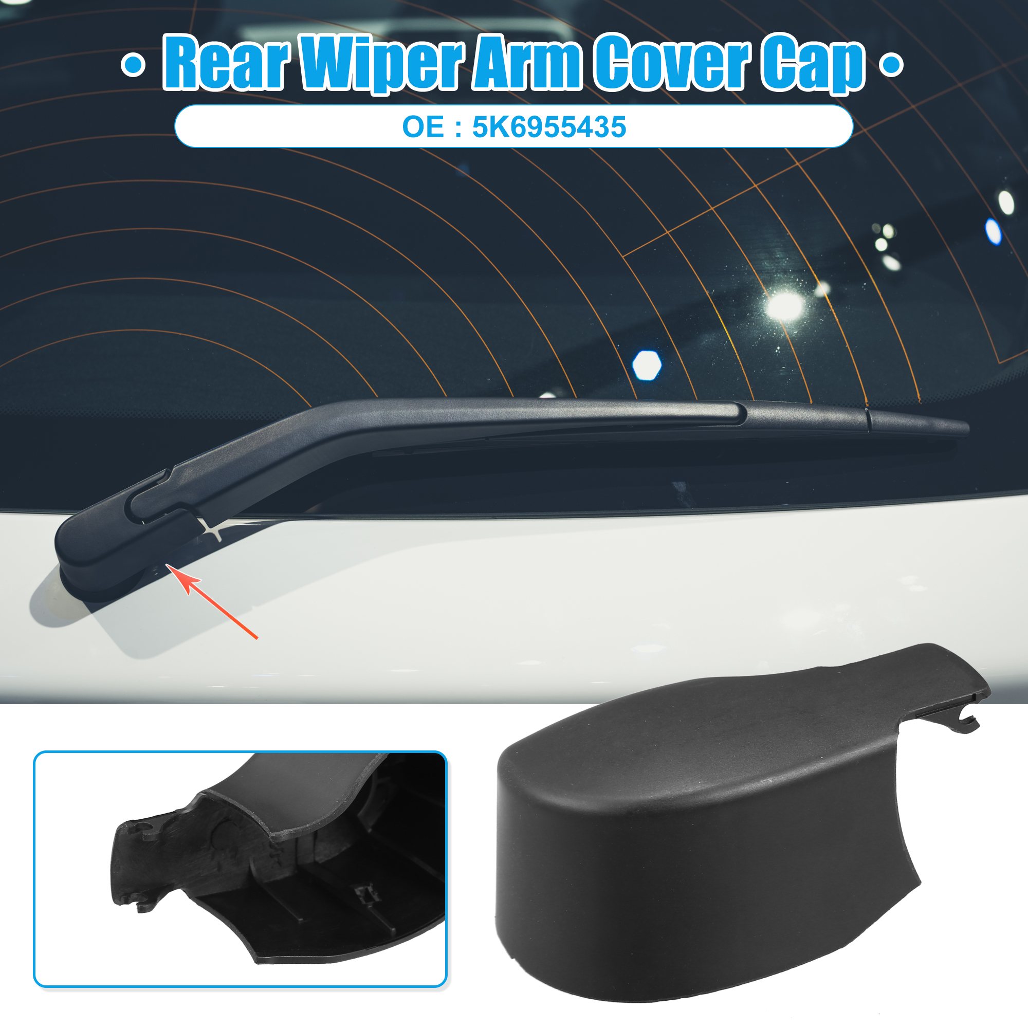 Unique Bargains Rear Wiper Arm Nut Cover Cap for VW Golf Tiguan 2010-2022 5K6955435