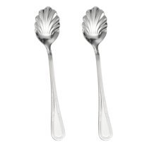 2pcs Stainless Steel Shell Spoon, Sugar Spoon for Tea Coffee Dessert Silver