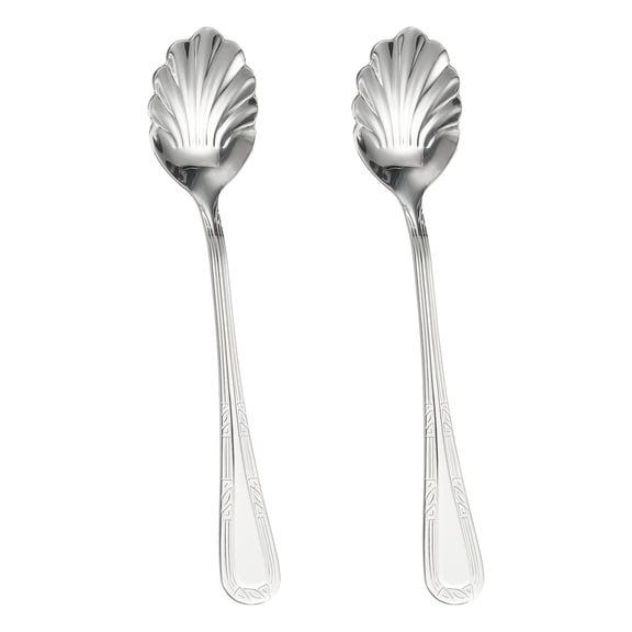 2pcs Stainless Steel Shell Spoon, Sugar Spoon for Tea Coffee Dessert Silver