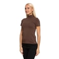 thumbnail image 4 of Women's Short Sleeve Mock Neck Casual Top T-Shirt, S, Brown, by Ambesonne, 4 of 4