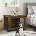 thumbnail image 4 of Walsunny Wooden Dog Crate Furniture,Double-Doors Kennel Indoor with Divider and Removable Tray,End Table Dog Crate for Decoration 38.6"L x 25.6"W x 26.8"H，Brown, 4 of 7