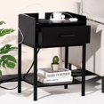 thumbnail image 2 of YAHARBO Black Nightstands Set of 2 with Charging Station and USB Ports, 3-Tier End Side Table with Storage Drawer and Shelf, Modern Bedside Night Stand for Bedroom, 2 of 11