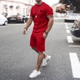 thumbnail image 2 of Men‘s Two-Piece Outfits Summer Casual Muscle Short Sleeve Tee Shirts And Classic Fit Sport Shorts Set Tracksuit5XL, 2 of 5