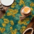thumbnail image 4 of Summer Yellow Teal Green Leaves Table Runner 13x60in Non-Slip Cotton Linen Table Runners, Retro Tropical Plant Dresser Scarves TableRunner for Dinner Kitchen Dining Wedding Party, 4 of 9