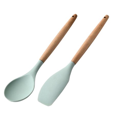 

2pcs Silicone Spoon & Spatula Cooking Tools Utensils Set Resistant