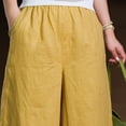 thumbnail image 6 of MLCDZ Womens Cotton Linen Lightweight Cropped Pants Loose Fit Wide Leg Capri Casual Loose Plus Size Elastic Waist Trousers, 6 of 6