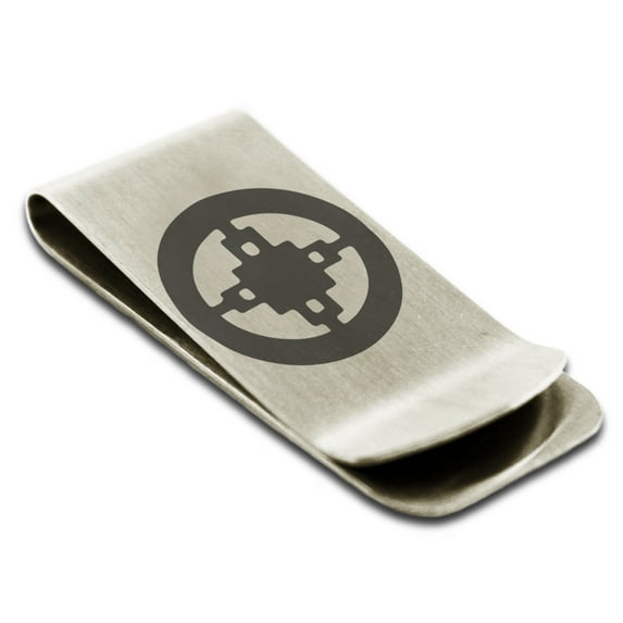 Stainless Steel Aztec Intelligence Rune Engraved Money Clip Credit Card Holder