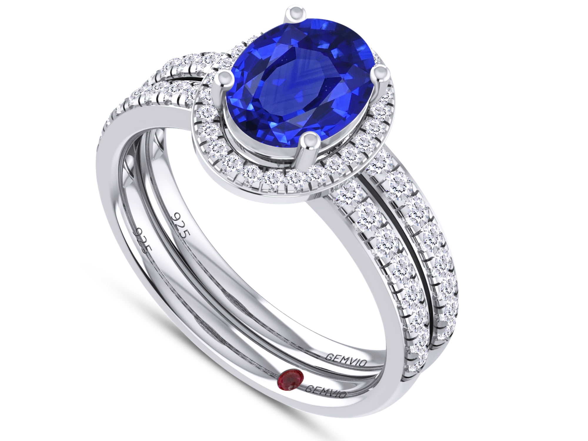 Wishrocks Simulated Birthstone with CZ Mens Wedding Band Ring in 14K White Gold Over Sterling Silver 