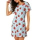thumbnail image 2 of Fotbe Strawberry Bata de Dormir para Mujer con Estampado, Camisón de Algodón de Manga Corta, Ropa de Dormir Casual, 2 of 6