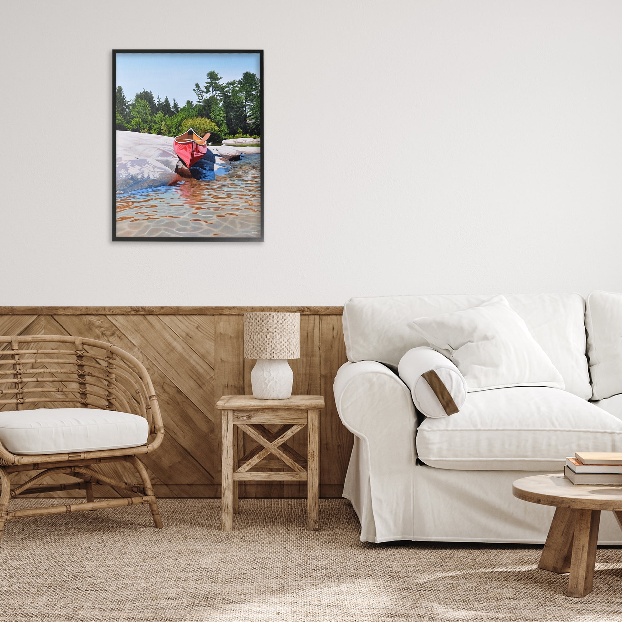 Stupell Industries Canoe at Water's Edge Black Framed Giclee Art, design by Kenneth M Kirsch