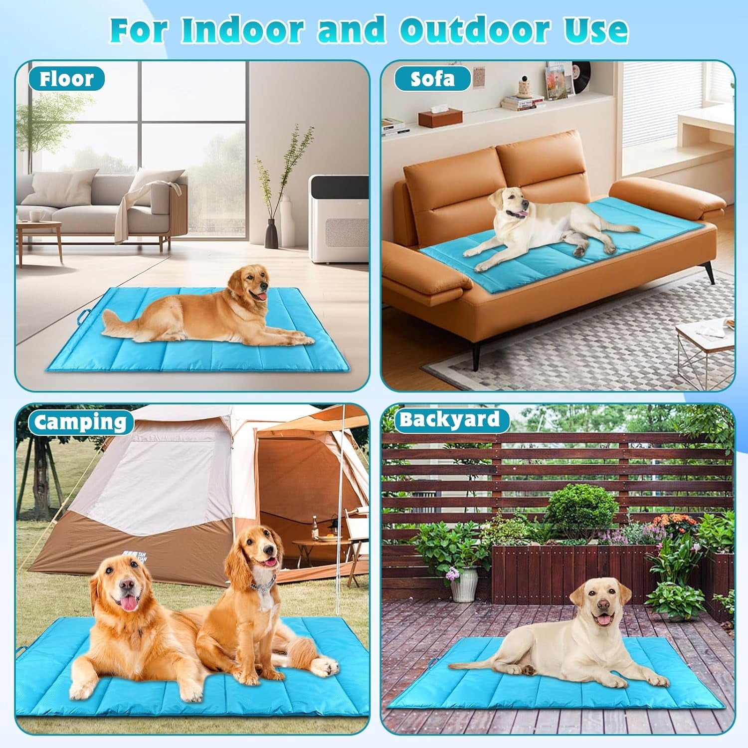 Large Outdoor Dog Bed Mat, Portable Waterproof Camping Dog Mat, Washable Dog Travel Mat with Carry Bag for Medium and Large Dogs Sleeping, 57"X39"