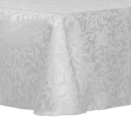 

Ultimate Textile (10 Pack) Damask Somerset 60 x 84-inch Oval Tablecloth - Home Dining Collection - Scroll Jacquard Design White