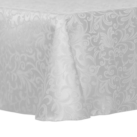

Ultimate Textile (10 Pack) Damask Somerset 60 x 84-inch Oval Tablecloth - Home Dining Collection - Scroll Jacquard Design White