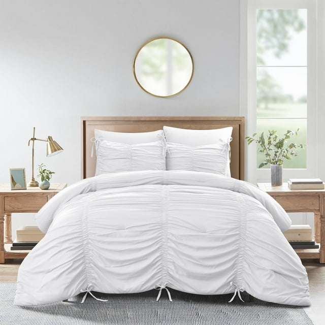 Grace Living Elyjah Polyester Comforter Set - Ruched Ruffle Pleated, Elegantly-styled