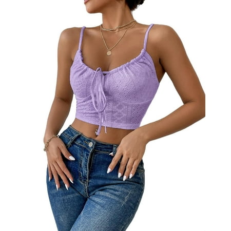 

Women s Knot Front Shiffy Bustier Cami Top Violet Purple M