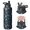 Astronaut and Rocket Black Pattern, variant on Astronaut and Rocket Black Pattern Insulated Water Bottle with Straw, Vacuum Insulated Stainless Steel Drink Container Sweat-free Exterior Gifts Ideas for Birthday Holiday Party