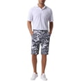 thumbnail image 2 of Pantalones cortos gráficos INSPIRE CHIC para hombres, verano retro, frente plano, bohemios, florales, 34, negro y blanco, 2 of 5