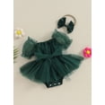 thumbnail image 4 of Musuos Baby Girls Summer Casual Romper Dress 6 12 18 24M Short Sleeve Bow Tulle Romper with Headband, 4 of 10