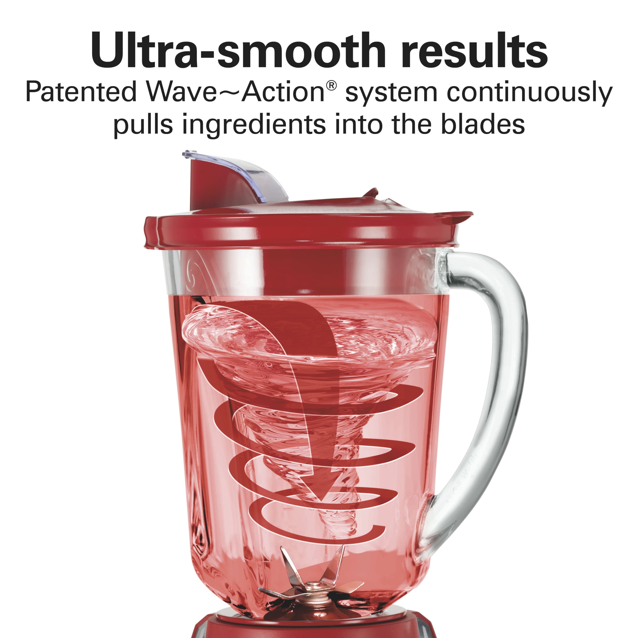 Hamilton Beach Wave Action Blender for Kitchen, 48 oz Jar for Smoothies and Shakes, Red
