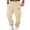 Beige, variant on Men's Cargo Pants - Leather Patch Design Drawstring Multi-Pocket Casual Trousers for Streetwear, Outdoor Activities, and Trendy Everyday Style