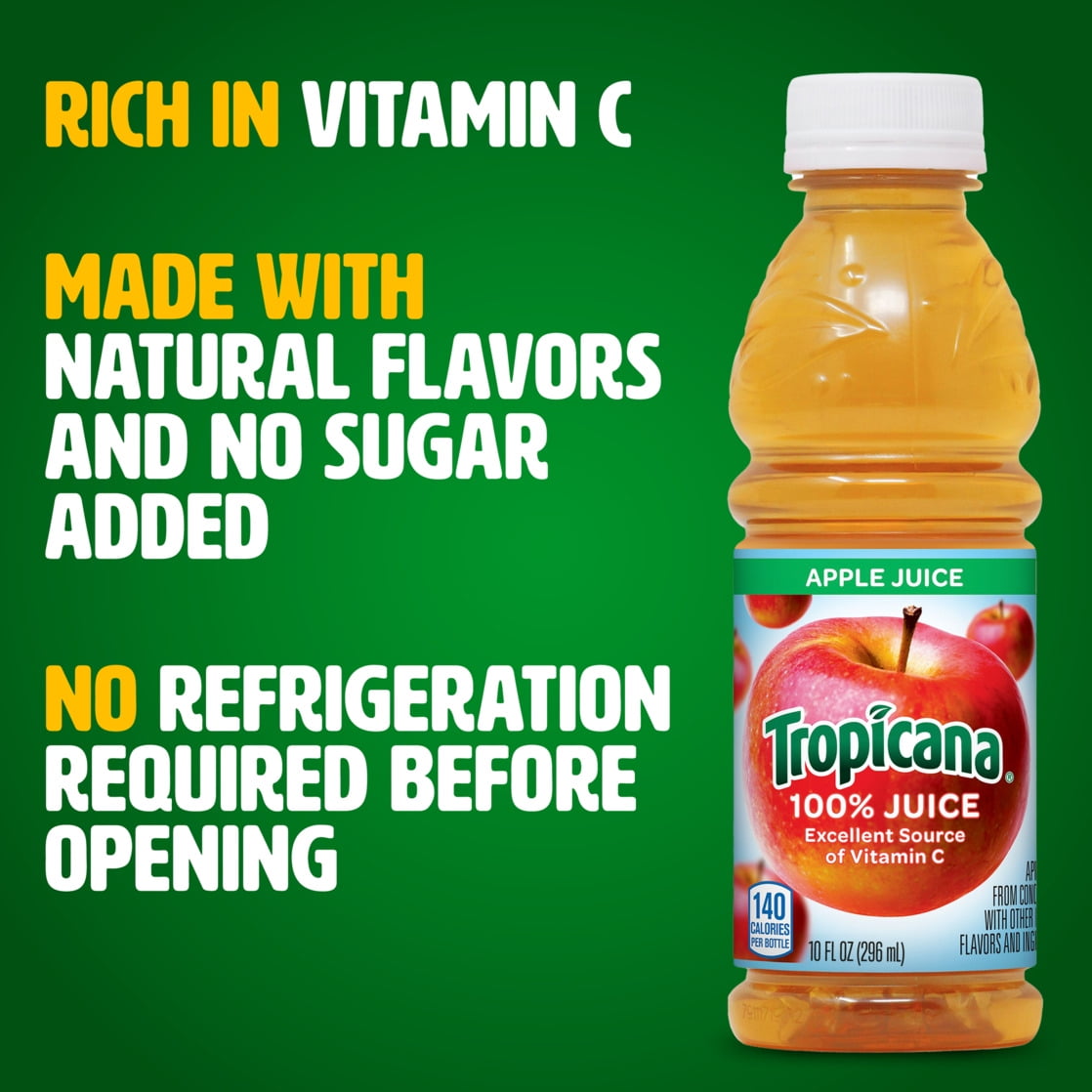 Tropicana 100% Apple Juice, 10 fl oz Bottles (24 Pack)
