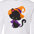 thumbnail image 4 of Inktastic Black Cat, Cat Wearing Witch Hat, Halloween Long Sleeve Youth T-Shirt, 4 of 5