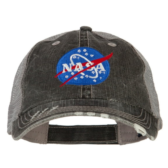 NASA Insignia Embroidered Low Cotton Mesh Cap - Black OSFM