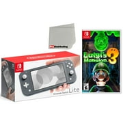 Nintendo Switch Lite 32GB Console Gray Bundle with Luigi's Mansion 3 and Microfiber Cleaning Cloth