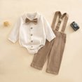 thumbnail image 4 of Tiijoy Newborn Boys Outfits Long Sleeve Button Up Romper Suspenders Pants Set, Sizes 9-12M, 4 of 5