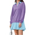 thumbnail image 2 of Long Sleeve Patchwork Women Collared V Neck Sweatshirt Dress, 2 of 6