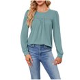 thumbnail image 1 of Yuyuzo 2025 Tunic Tops for Women Rufffle Long Sleeve Round Neck Solid Color Shirts Fall Solid Color Tops, 1 of 6