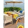 thumbnail image 6 of 60x84 Inch Outdoor Tablecloth with Umbrella Hole Zipper Rectangle Sunflowers Rectangular Tablecloths Outside Waterproof Black White Check Sunshine Buffalo Bee Patio Table Cloth Cover for Picnic Party, 6 of 8