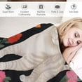 thumbnail image 3 of JEUXUS  Cute Cat Blanket for Girls Women,Cartoon Kawaii Cats with Floral Flowers on Black Throw Quilt for Kitten Cat Lovers,Super Cozy Warm Plush Blanket for Living Room,Bedroom,Sofa, 3 of 6